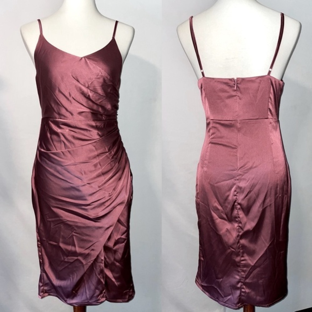 Baltic Born Satin Slip Dress in Mauve